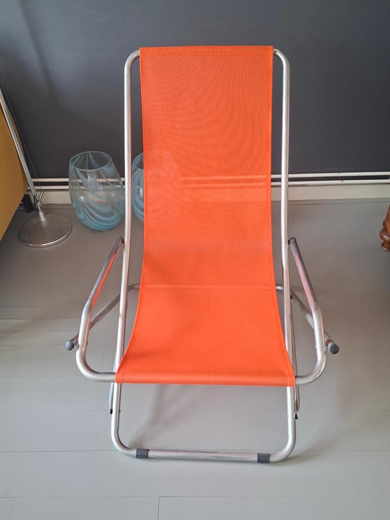 Oranje aluminium strandstoel, Ophalen, Aluminium