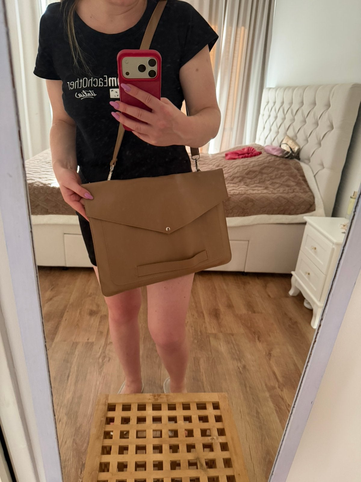 Faux Leather Laptop Bag 14-15" (Tan / Beige), Ophalen of Verzenden, Zo goed als nieuw