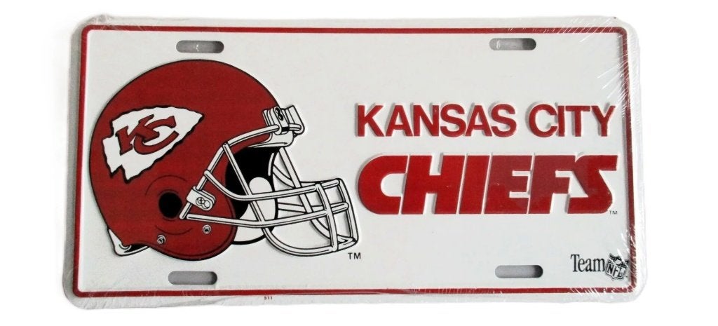 KANSAS CITY CHIEFS NFL METAL LICENSE PLATE, Info@taurusvintage.nl, Nieuw, WEG EN LAND, Ophalen of Verzenden