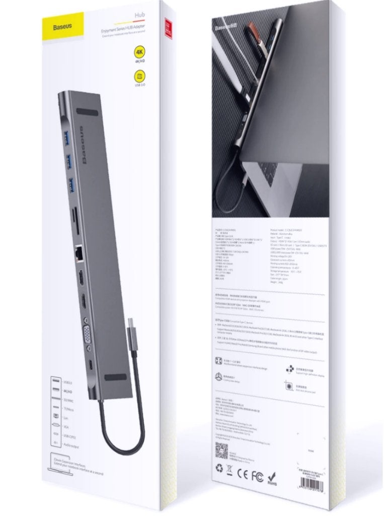 Baseus Usb Type C Hub 11 Poorten, Computers en Software, Ophalen of Verzenden, Nieuw, USB-hub, Laptop