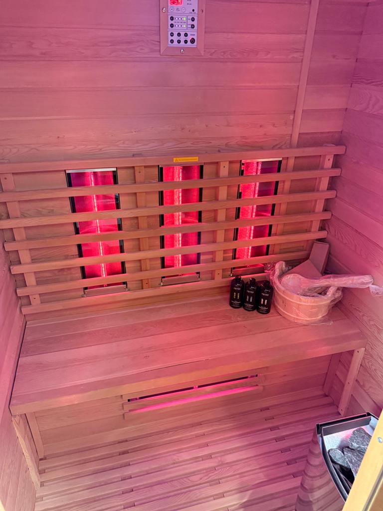 Combi Sauna (Fins + Infrarood) - GRATIS BEZORGING + MONTAGE, Ophalen of Verzenden, Zo goed als nieuw, Fins of Traditioneel, Complete sauna
