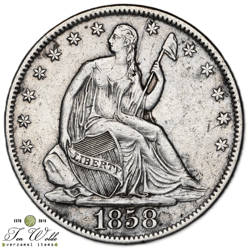 Verenigde Staten ½ Dollar 1858 O, Ophalen of Verzenden, Noord-Amerika, Losse munt, Zilver