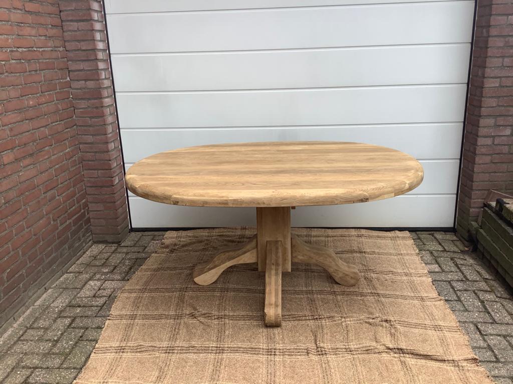 Landelijke vol eiken ovale tafel, Verzenden, 200 cm of meer, 50 tot 100 cm, Zo goed als nieuw