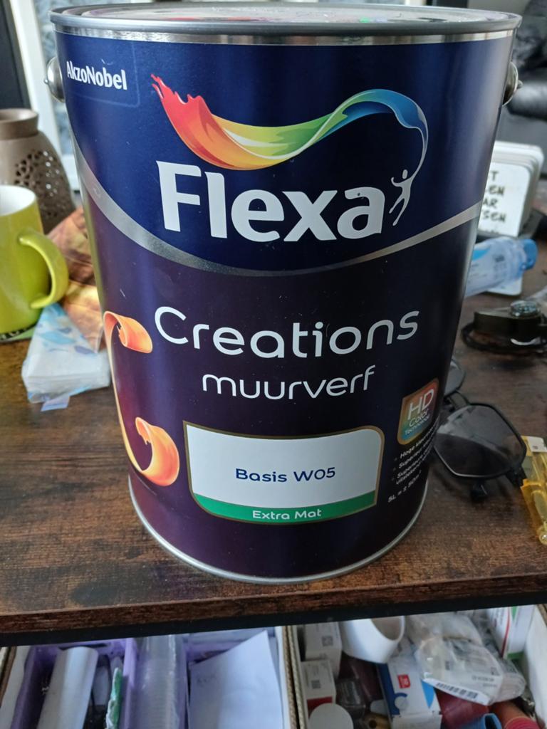 Flexa Creations Muurverf Extra 9010 Mat Zuiver Wit 5L, Ophalen, 5 tot 10 liter, Wit, Nieuw