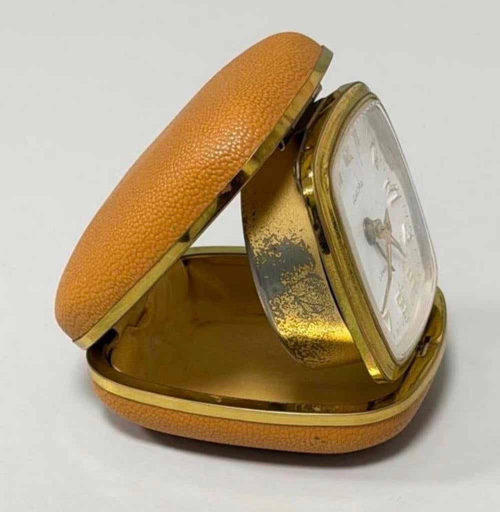 Vintage antiek 1960 Europa 2Jewels reiswekker klok klap-etui, Ophalen of Verzenden