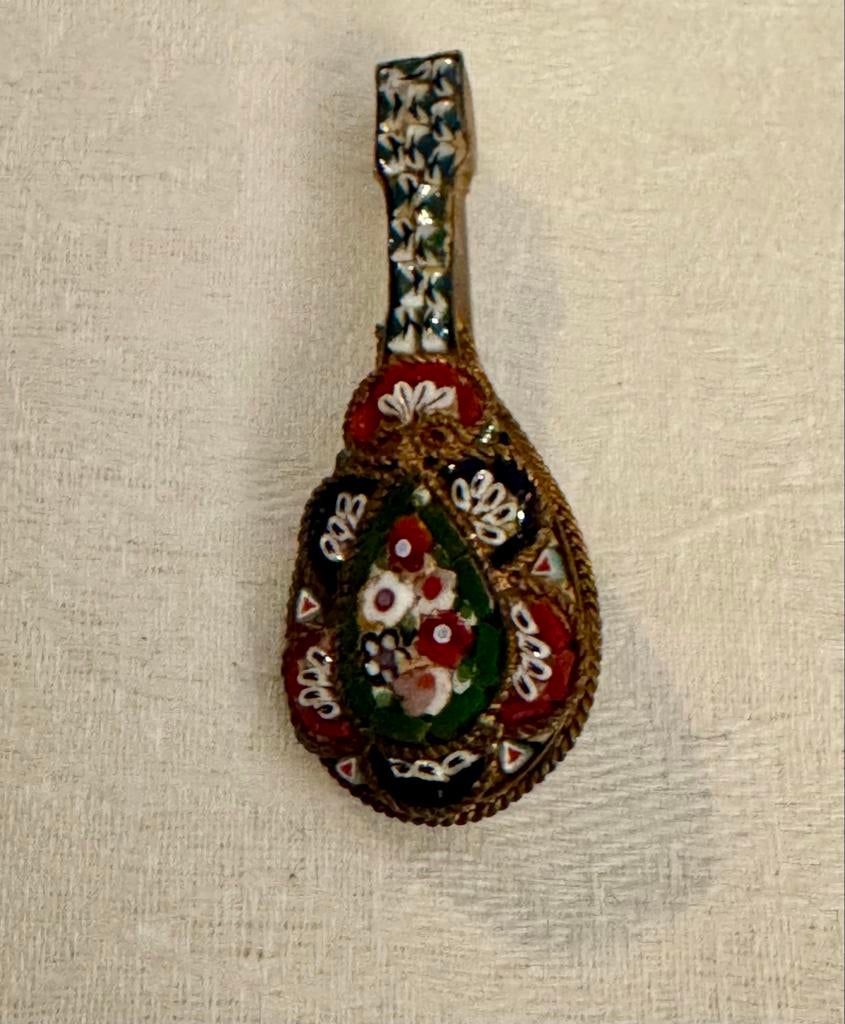 Antieke broche mozaïek, Overige materialen, 4 tot 7 cm, Gebruikt, Overige kleuren