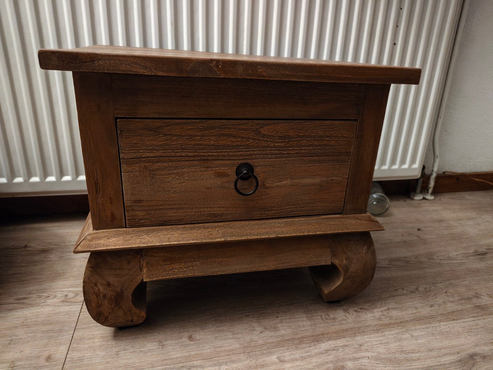 Teak houten opium tafeltje met lade, Ophalen, Minder dan 45 cm, Minder dan 55 cm, Gebruikt