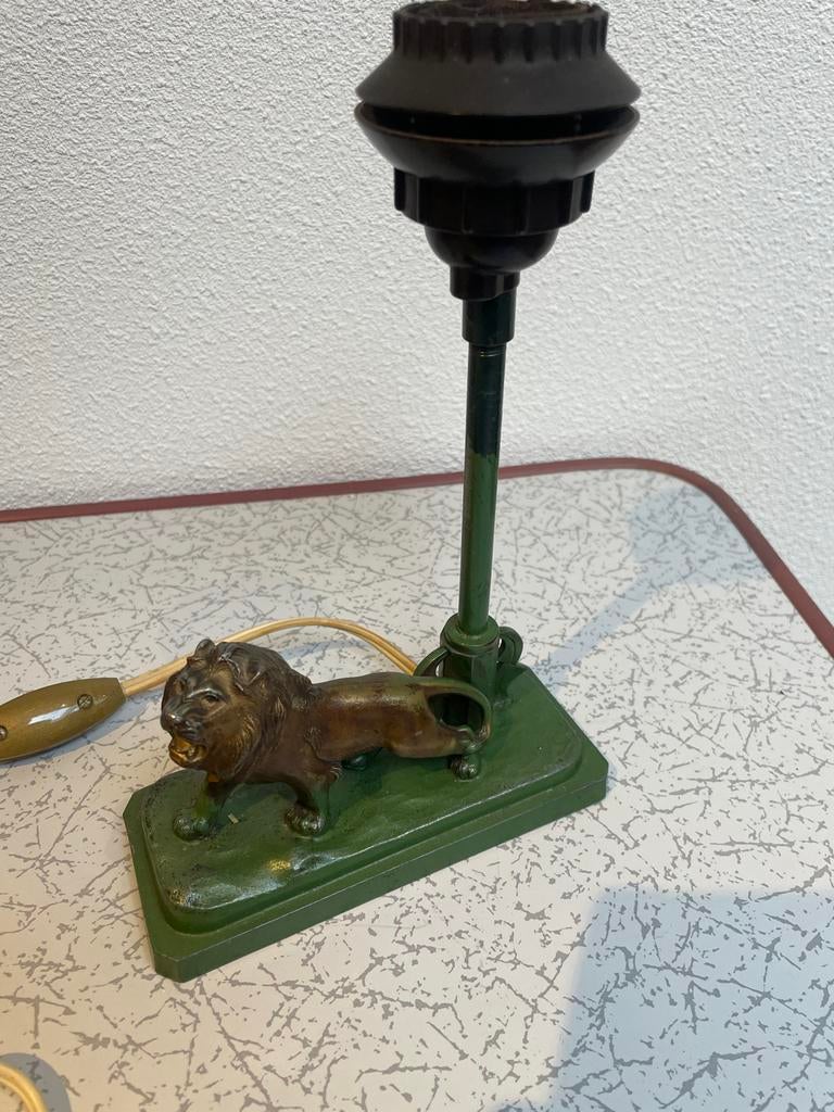 Tafellamp met leeuw van gietijzer, Ophalen of Verzenden