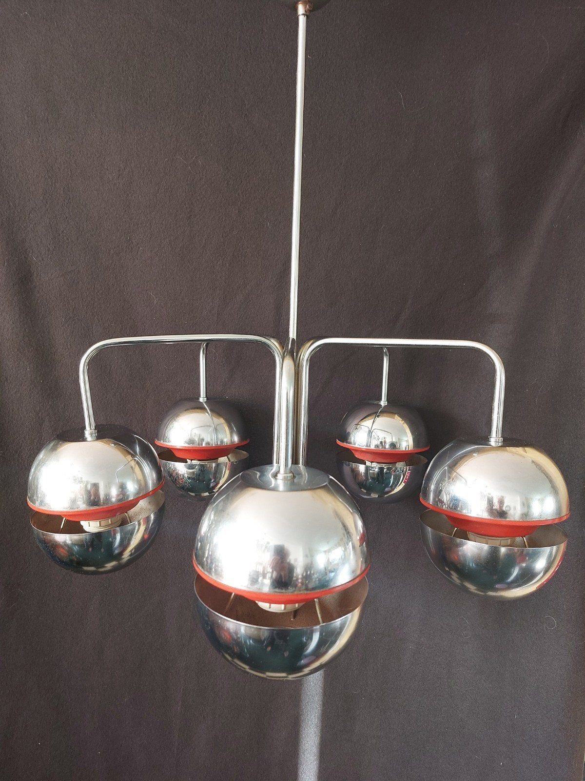 Vintage Kaiser Hanglamp met 5 Bollen - Jaren 70 space Design, Huis en Inrichting, Vintage, Jaren '70, Mid-century modern, Space Age