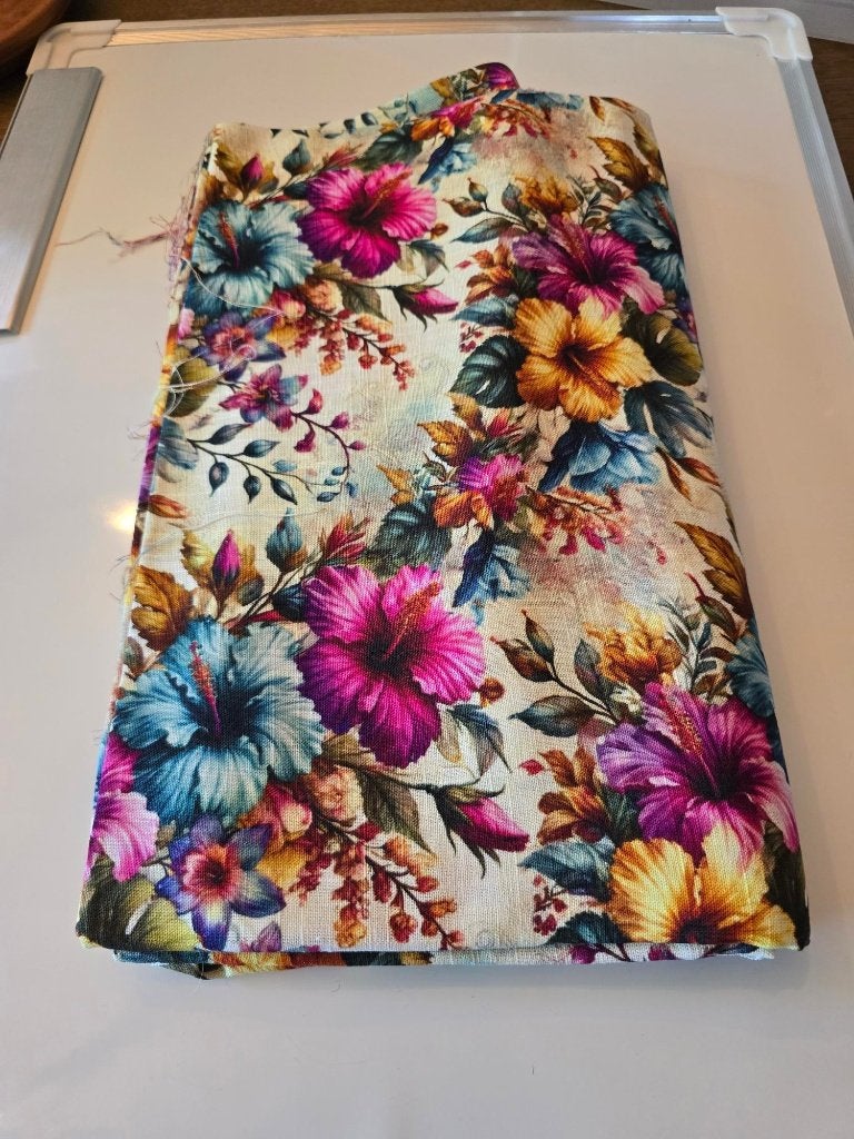 linnen viscose ecru flowers (109), 120 cm of meer, Beige, Ophalen of Verzenden, Linnen