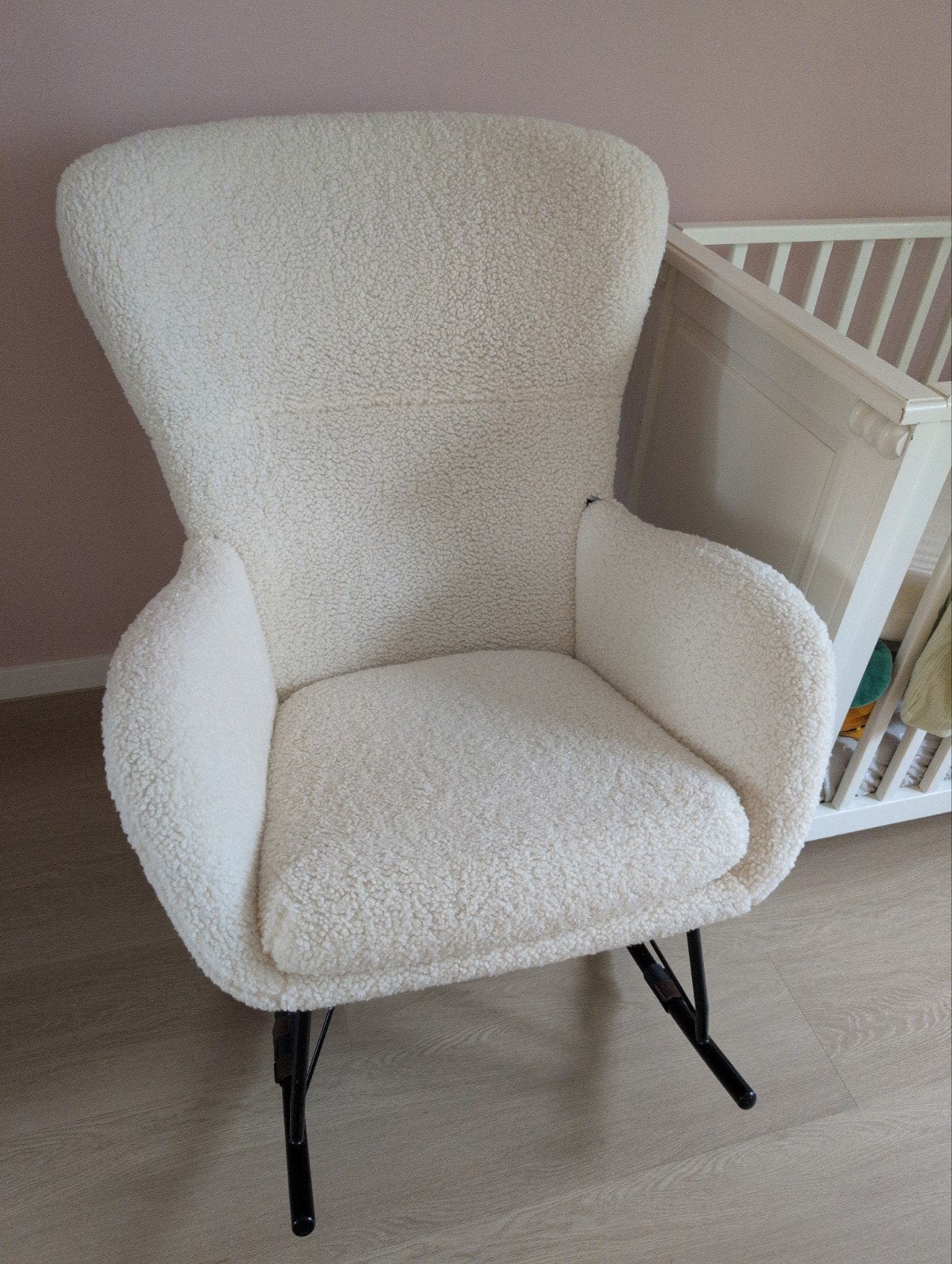 Teddy schommelstoel - ideaal voor babykamer, Ophalen, Wit, Zo goed als nieuw, Eén