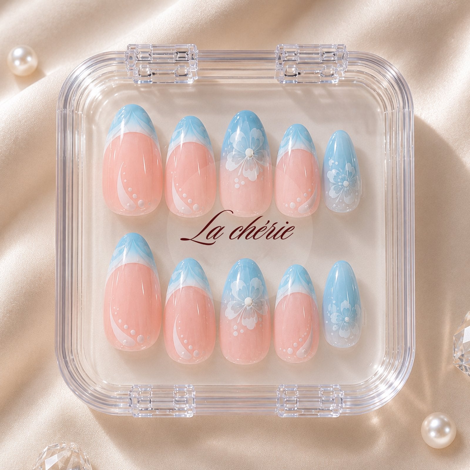Op maat gemaakte plaknagels | Custom made press on nails, Blauw, Nieuw, Ophalen of Verzenden, Handen en Nagels