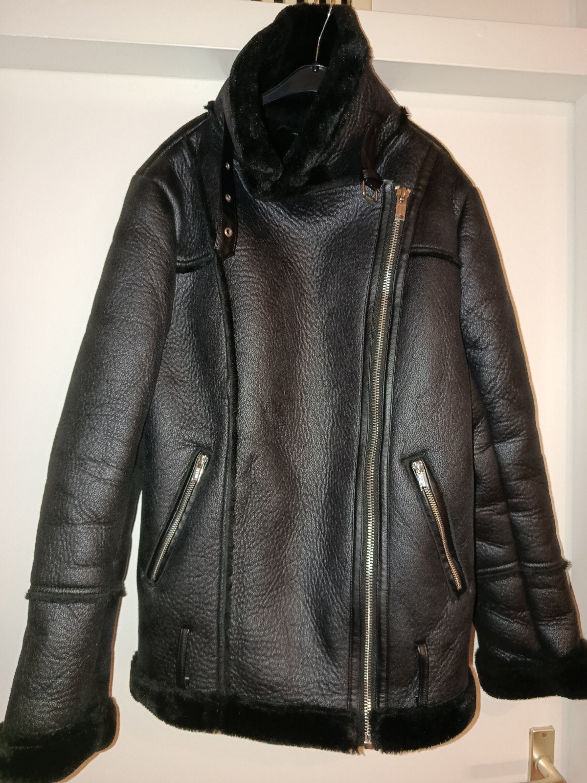 zwart piloten jack biker Jack mt 34 zgan van Villa, Ophalen of Verzenden, Zo goed als nieuw, Maat 34 (XS) of kleiner, Zwart