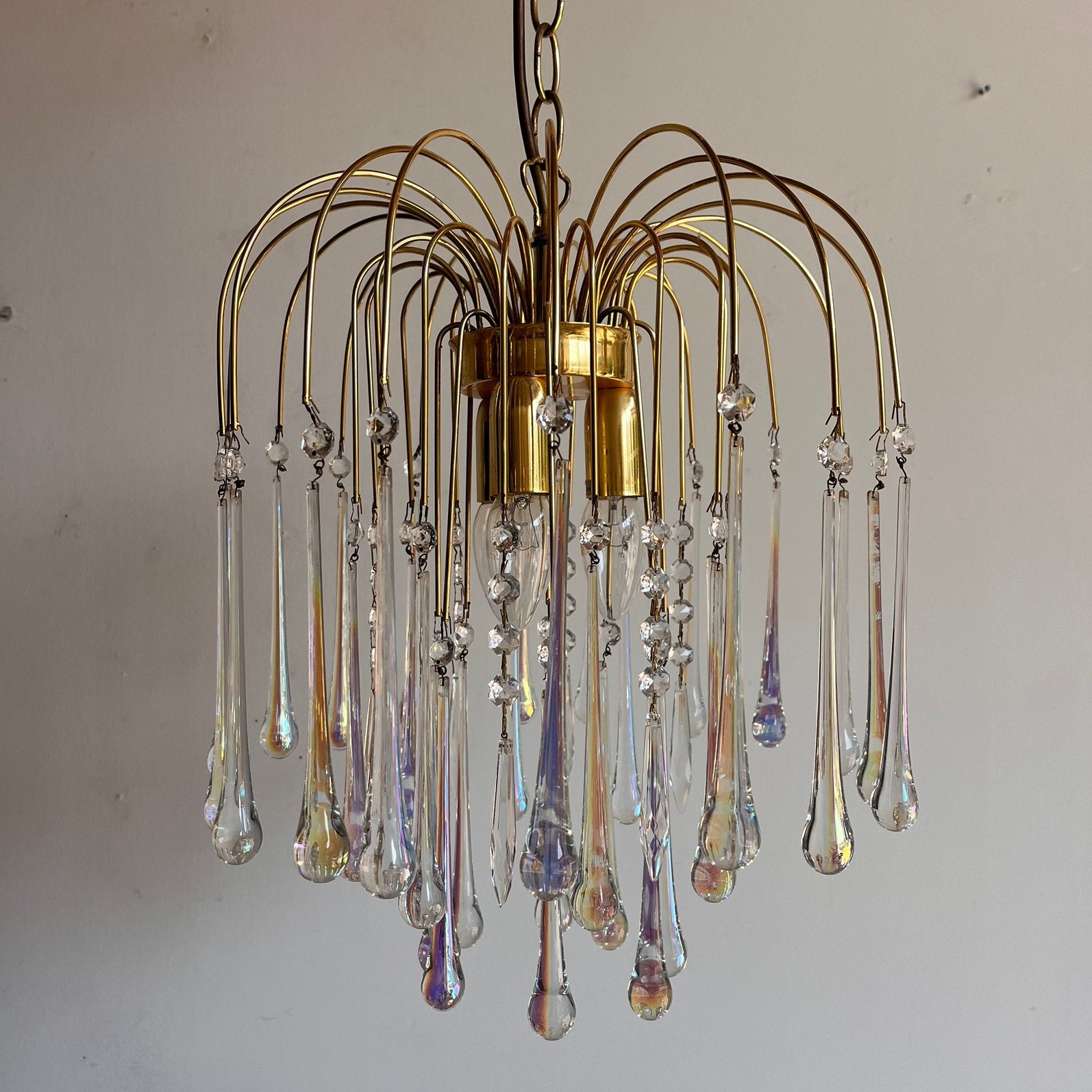 Murano Venini teardrop hanglamp kroonluchter vintage, Huis en Inrichting, Ophalen, Murano, Glas, Zo goed als nieuw