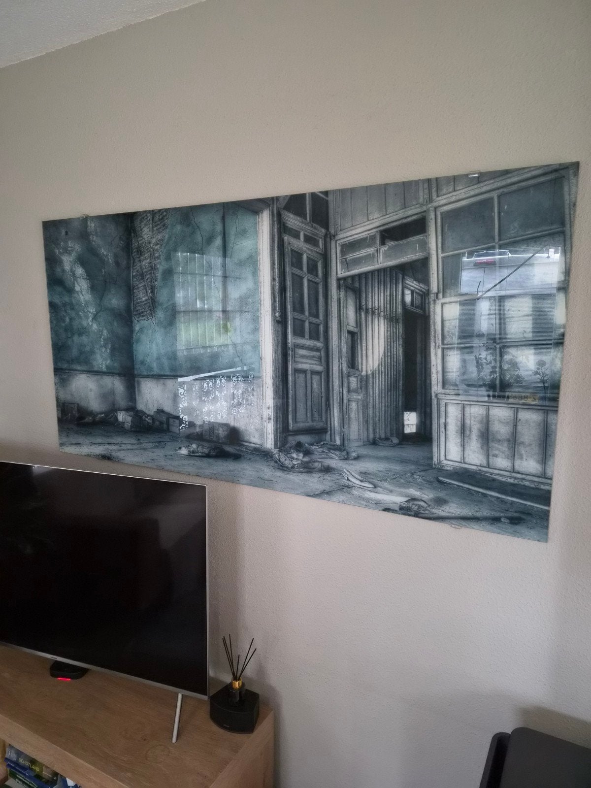 Groot schilderij/print van verlaten gebouw, Ophalen, 125 cm of meer, 75 – 100, Print