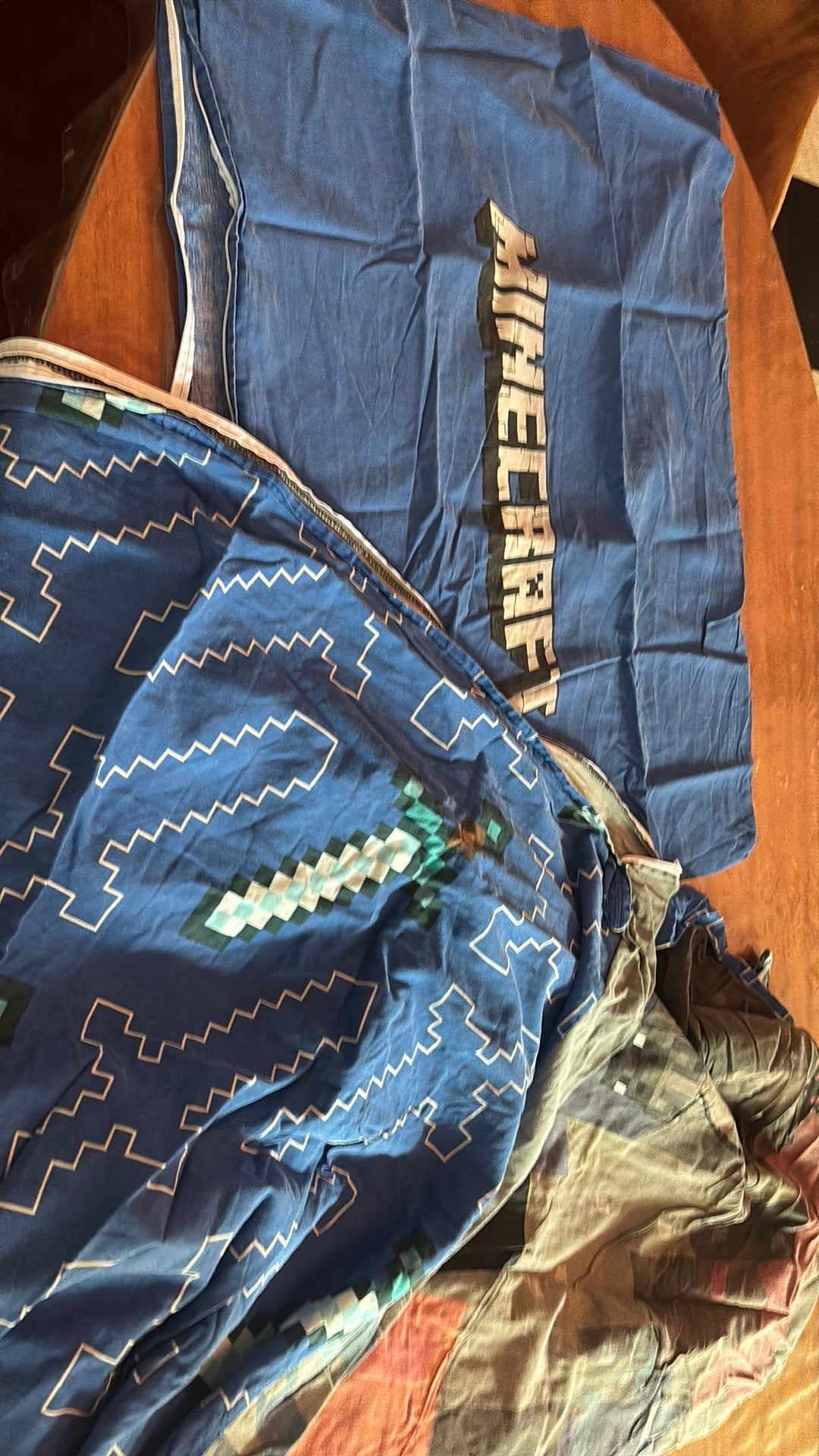 1p dekbedovertrek Minecraft blauw grijs, Ophalen of Verzenden, Zo goed als nieuw, Jongetje, Dekbedovertrek