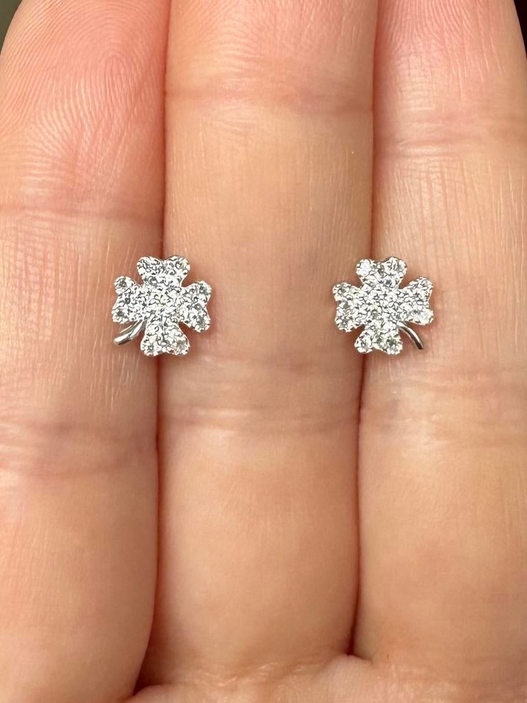 Mooie 925 zilveren klavertje 4 oorsbellen, Verzenden, Nieuw, Knopjes of Stekers, Zilver