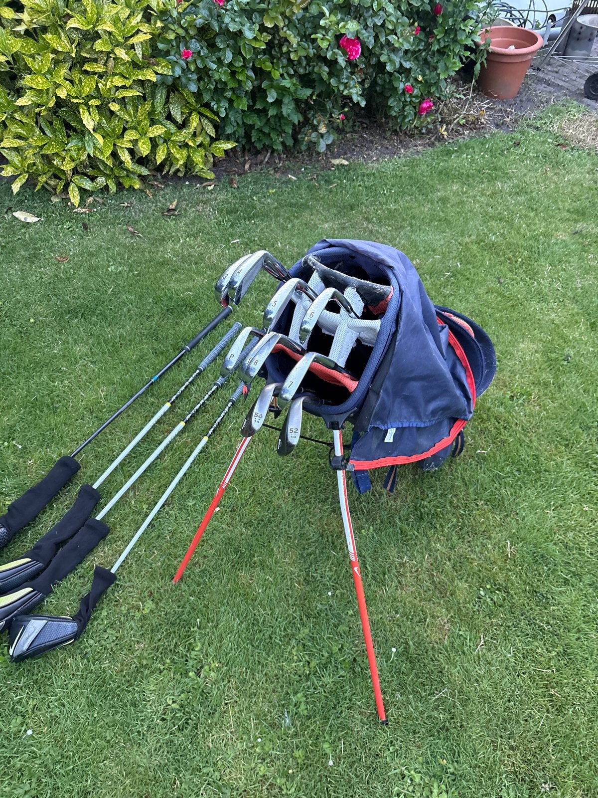 Linkshandige Nike Golfset: IJzers, Driver, Woods & Hybrid, Sport en Fitness, Ophalen, Gebruikt, Set, Overige merken
