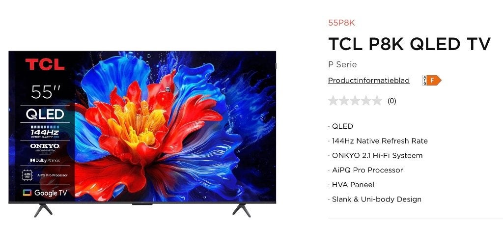 TLC TV 55 inch nieuw, QLED, Nieuw, 120 Hz, 100 cm of meer