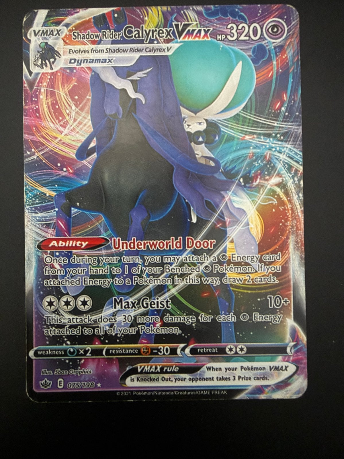 Shadow Rider Calyrex VMAX Pokémon kaart 075/198, Ophalen of Verzenden, Zo goed als nieuw, Losse kaart