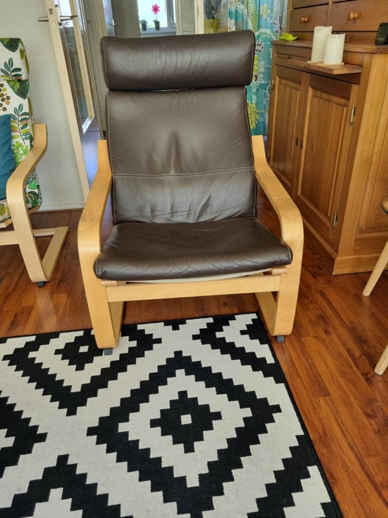 Ikea Poang, Ophalen, Gebruikt, Leer, 75 tot 100 cm