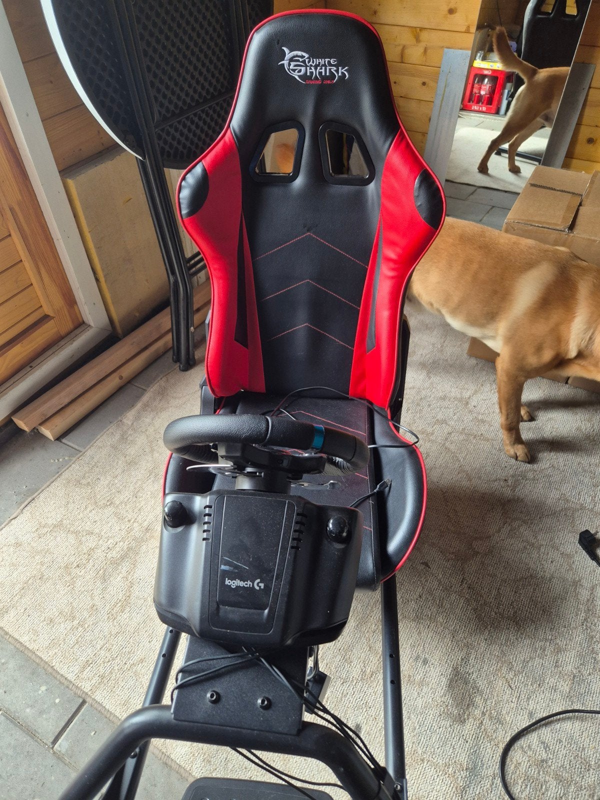 White Shark racestoel met Logitech G29 racestuur en pedalen, Ophalen, Overige merken, Gebruikt