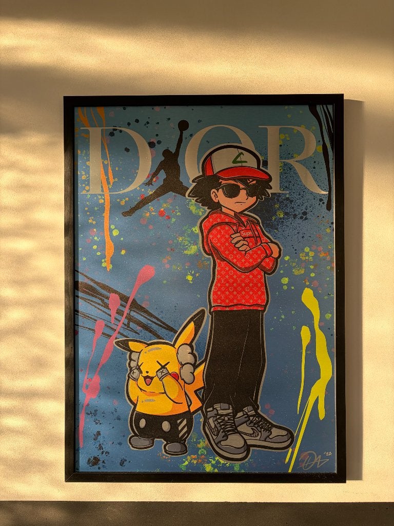 Pokemon schilderij, Antiek en Kunst, Ophalen, Gesigneerd, Figuren