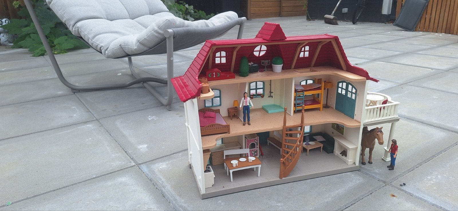Schleich Paardenstal met accessoires en figuren, Ophalen of Verzenden, Gebruikt