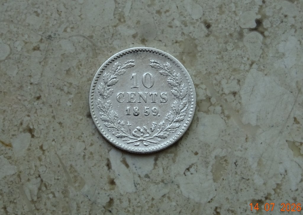 10 cent 1859, Postzegels en Munten, Munten | Nederland, Verzenden, Koning Willem III, 10 cent, Losse munt