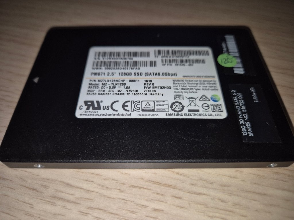 Samsung SSD 128 GB, Intern, Info@GreenMillpc.nl, 128 GB, Refurbished