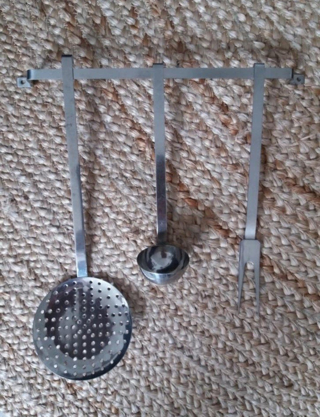 Vintage roestvrijstalen lepelrek Gero met 3 ' lepels', Ophalen of Verzenden