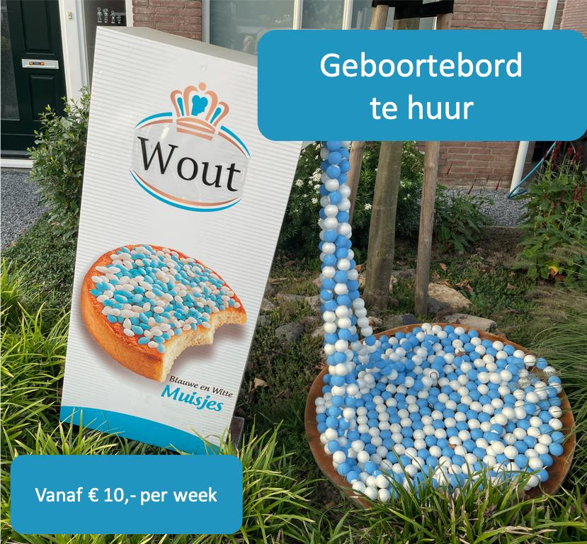 Te huur: Beschuit met muisjes geboortebord, Kinderen en Baby's, Kraamcadeaus en Geboorteborden, Zo goed als nieuw, Geboortebord