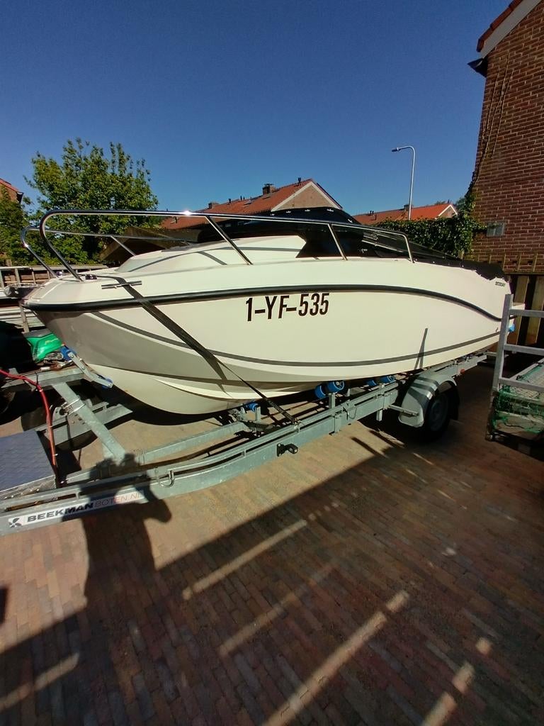 Te koop quick 555 activ cabin 2019 met mercury F100 ct 2022, Ophalen, Gebruikt, 70 tot 120 pk, Quicksilver