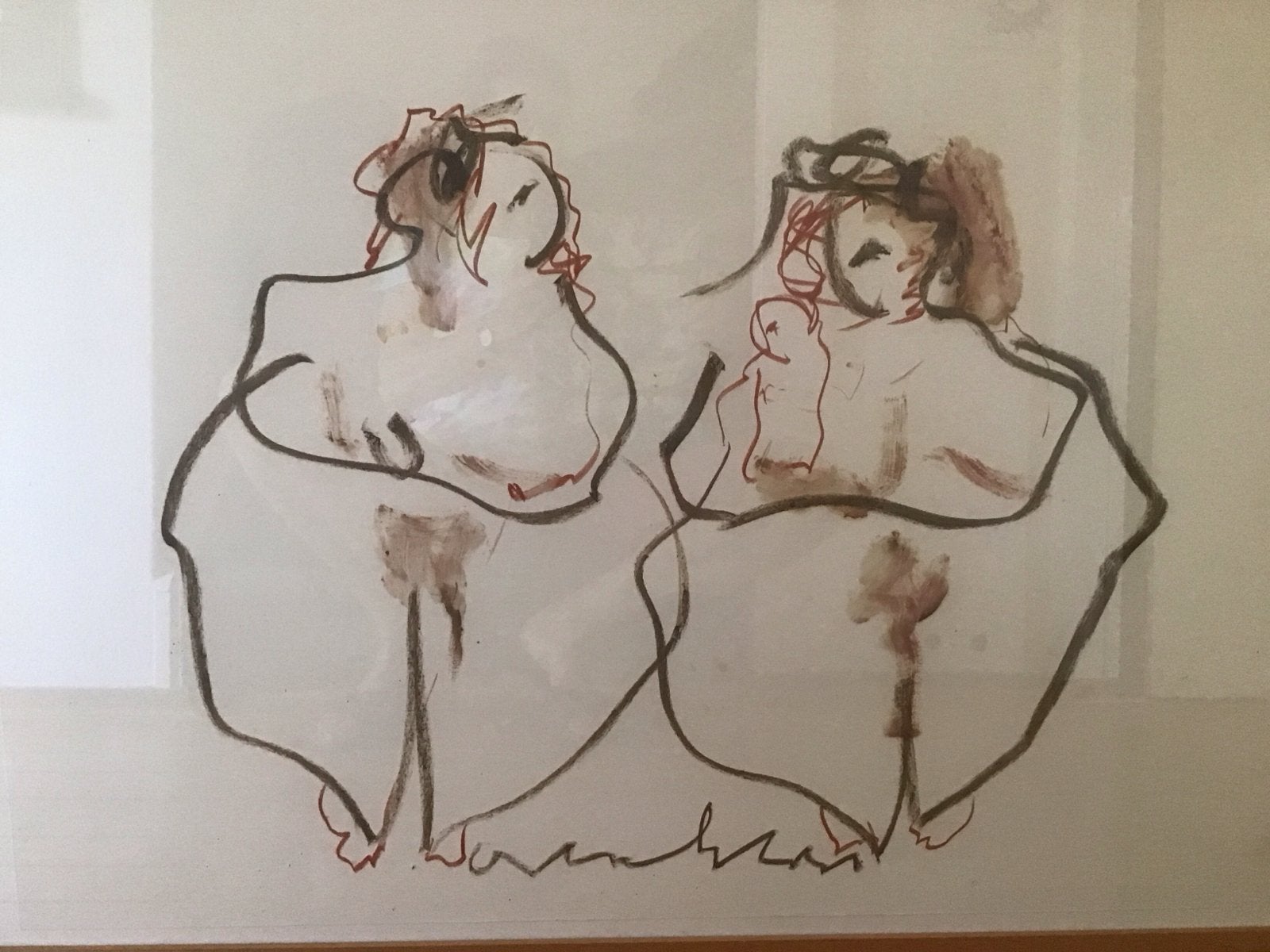 Anton Heyboer - Twee Vrouwenfiguren, Antiek en Kunst, Kunst | Schilderijen | Klassiek, Ophalen, Portret of Personen, Expressionistisch