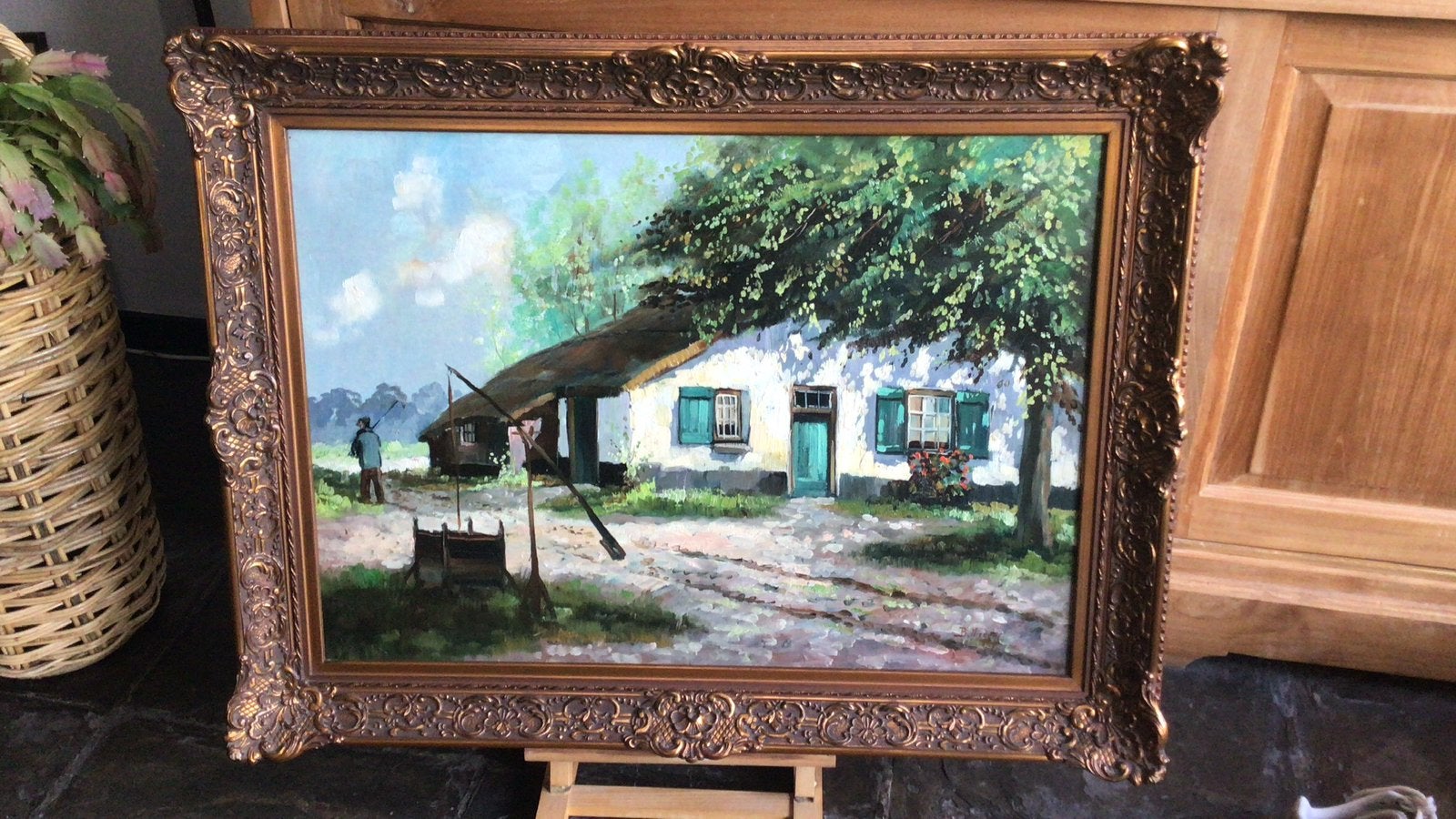 Boerenerf. Gesigneerd: B. Viegers, Ophalen of Verzenden, Rechthoekig