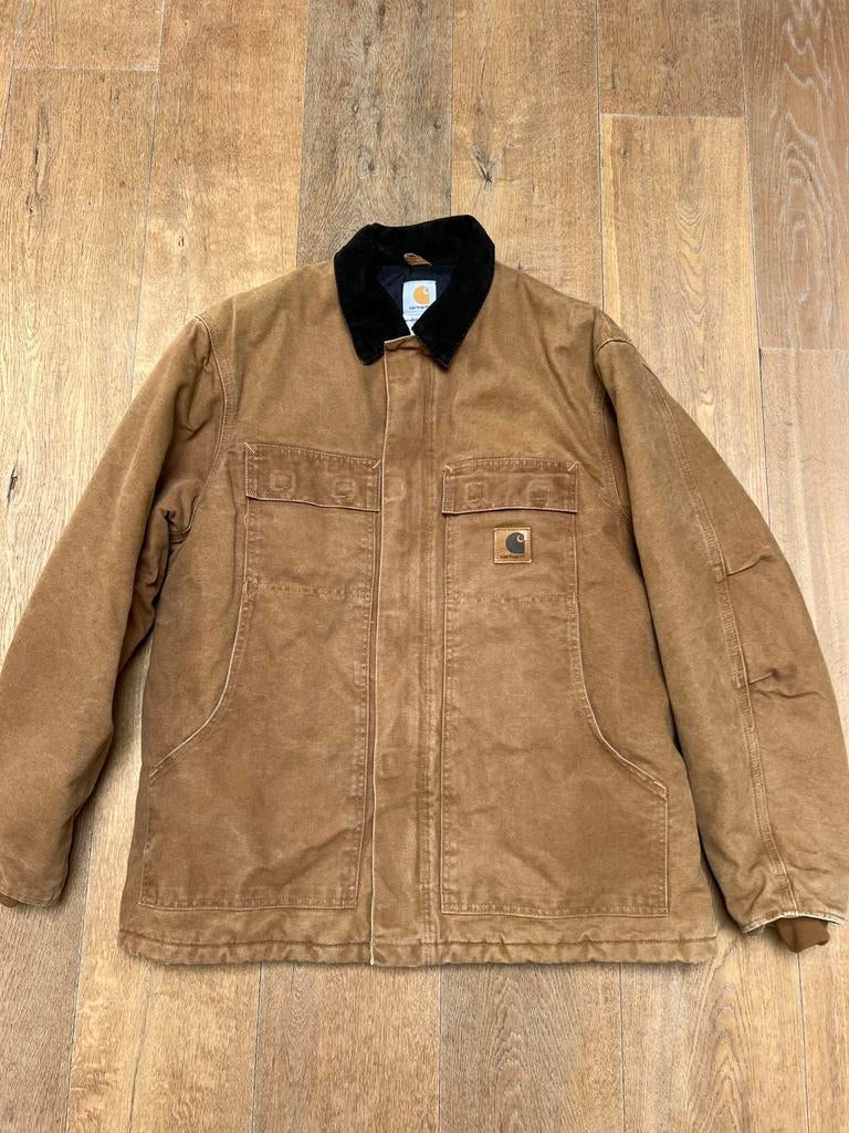 Vintage Carhartt C26 BRN Active Jacket Canvas Bruin/Camel L, Ophalen of Verzenden, Gedragen, Maat 52/54 (L), Bruin