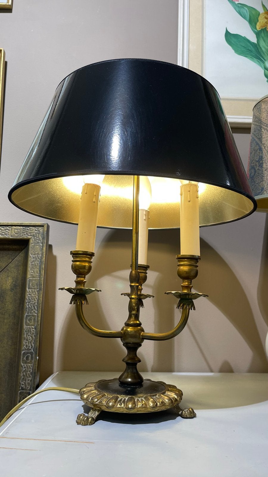 3-armige Franse 'Bouillotte' lamp, opnieuw bedraad, Antiek en Kunst, Ophalen of Verzenden
