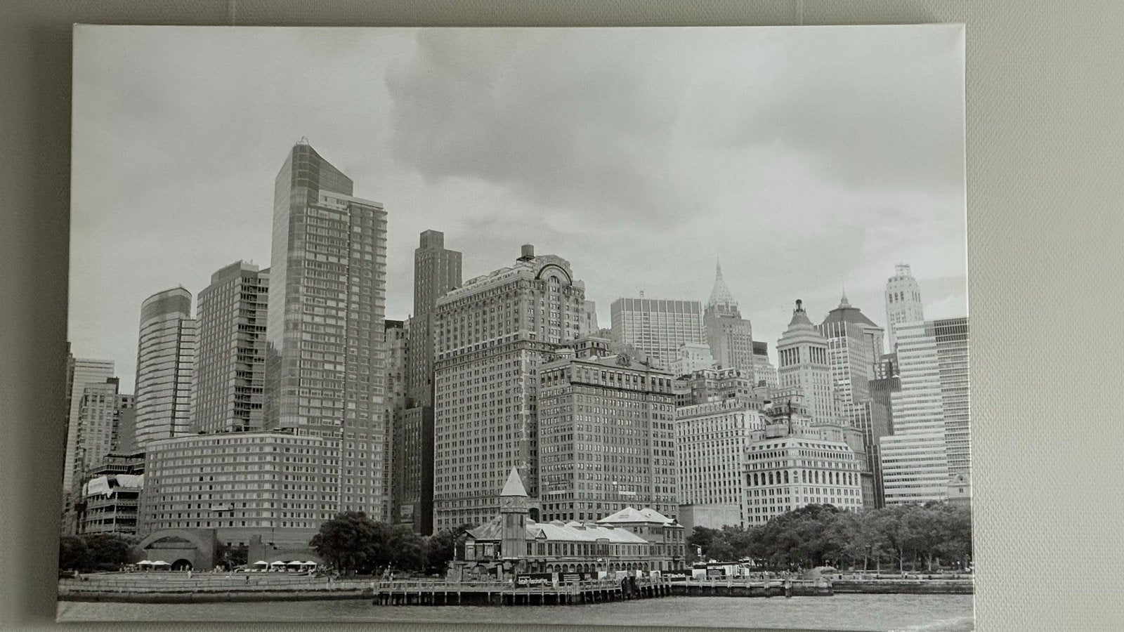 Canvas schilderij New York skyline zwart-wit, 50 – 75, Ophalen of Verzenden, Zo goed als nieuw, Schilderij