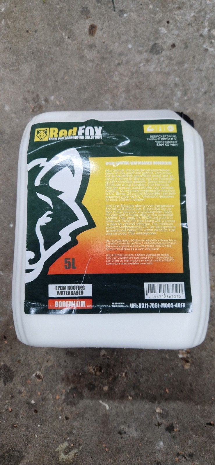EPDM Bodemlijm 5L - RedFox Waterbased, Ophalen, Kunststof, Overige kleuren, Overige typen