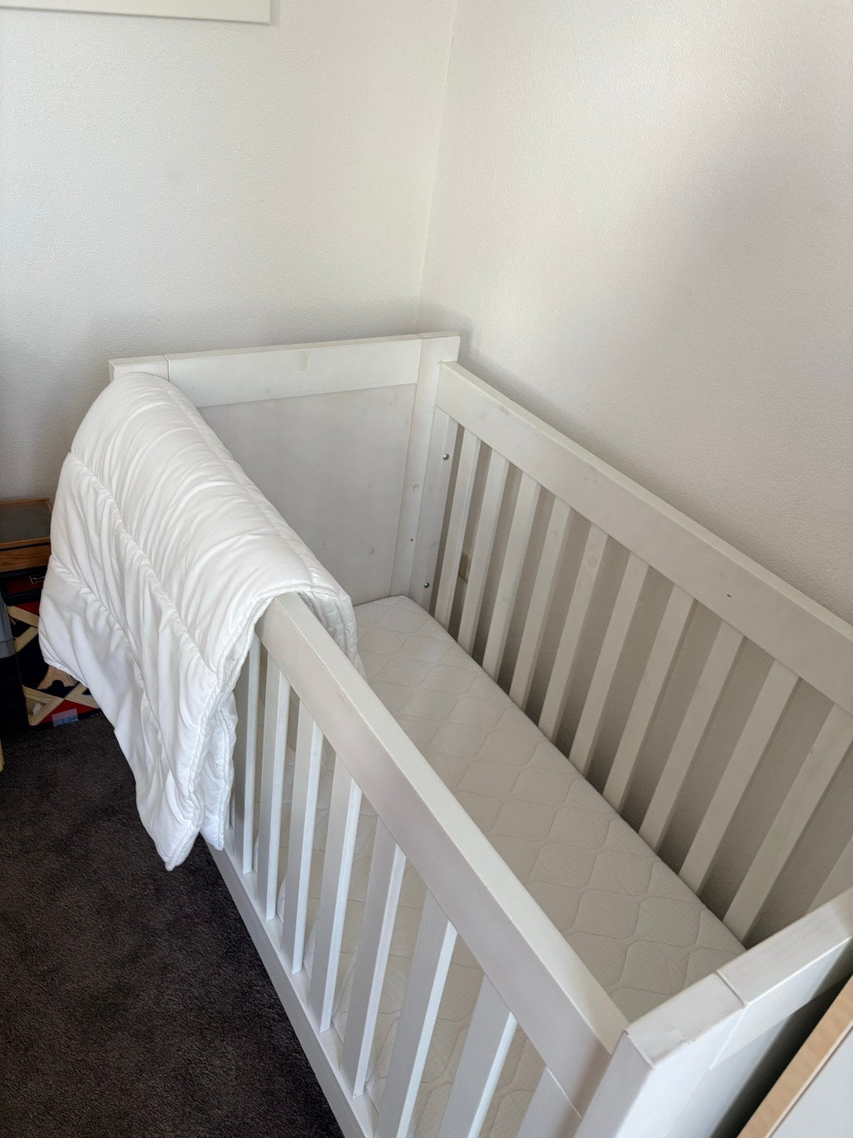Wit ledikant met matras en dekbed, Ophalen, Zo goed als nieuw, Ledikant