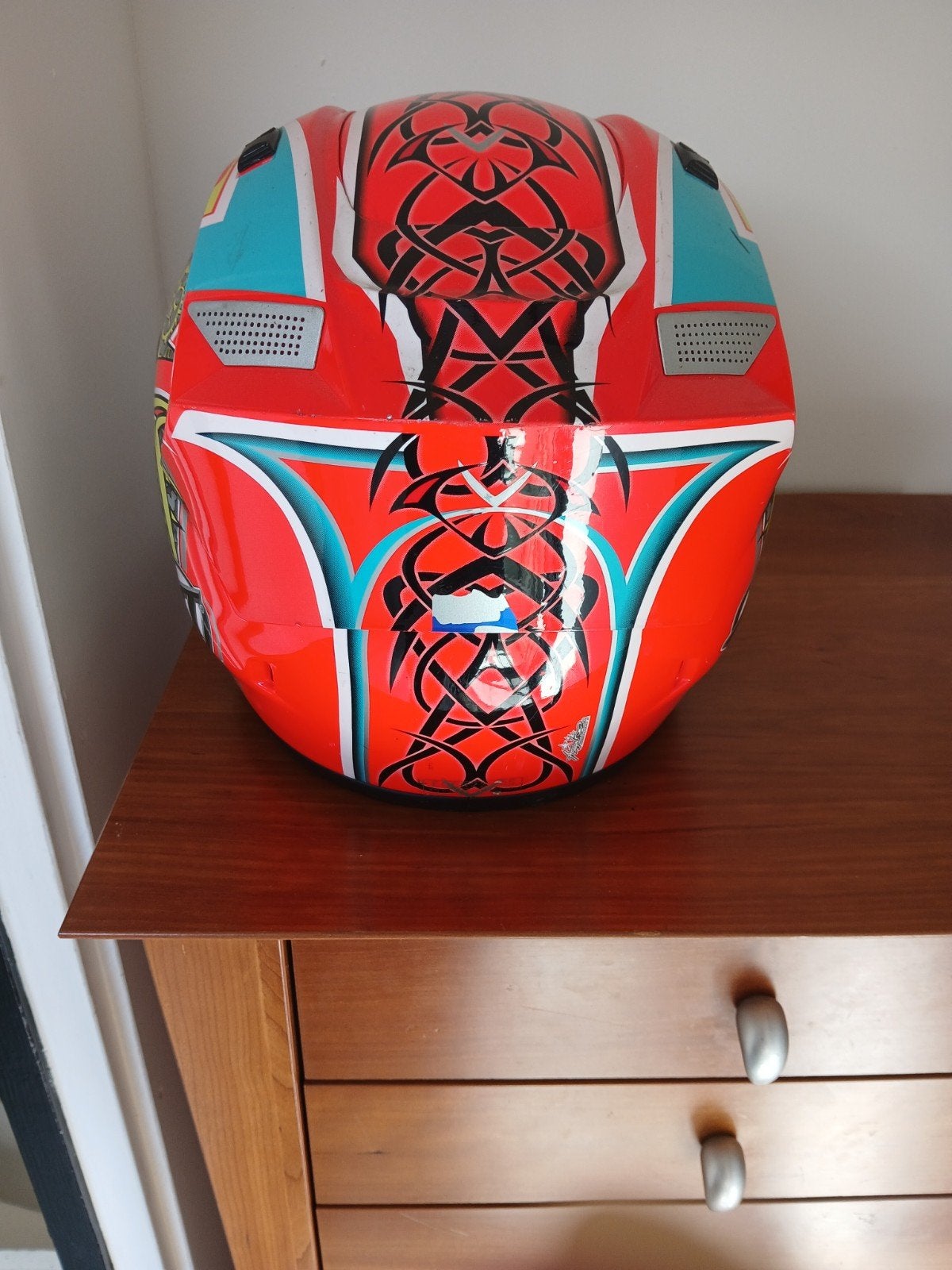 MTR Integraalhelm Maat XS - Rood met tribal design, XS, Dames, Integraalhelm, Tweedehands