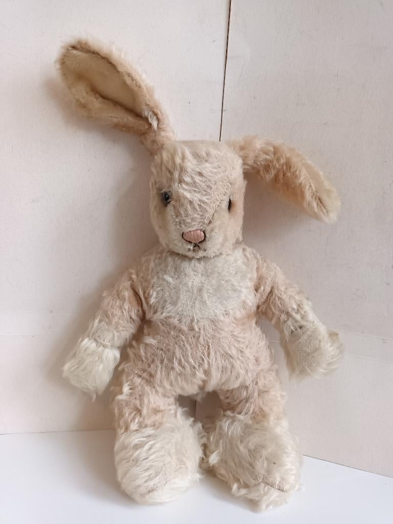 Antieke Steiff Sassi Bunny Paashaas Haas konijn rose broekje, Antiek en Kunst, Antiek | Speelgoed, Ophalen of Verzenden