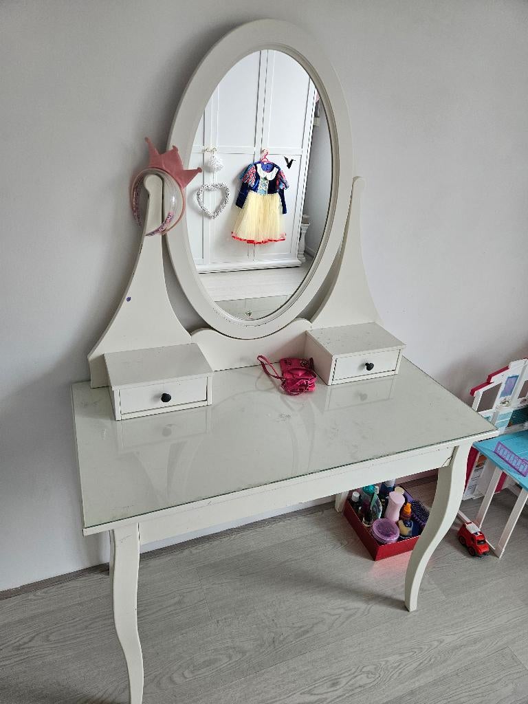 Ikea witte kaptafel met spiegel, Ophalen, Gebruikt, 50 tot 100 cm, 100 tot 150 cm