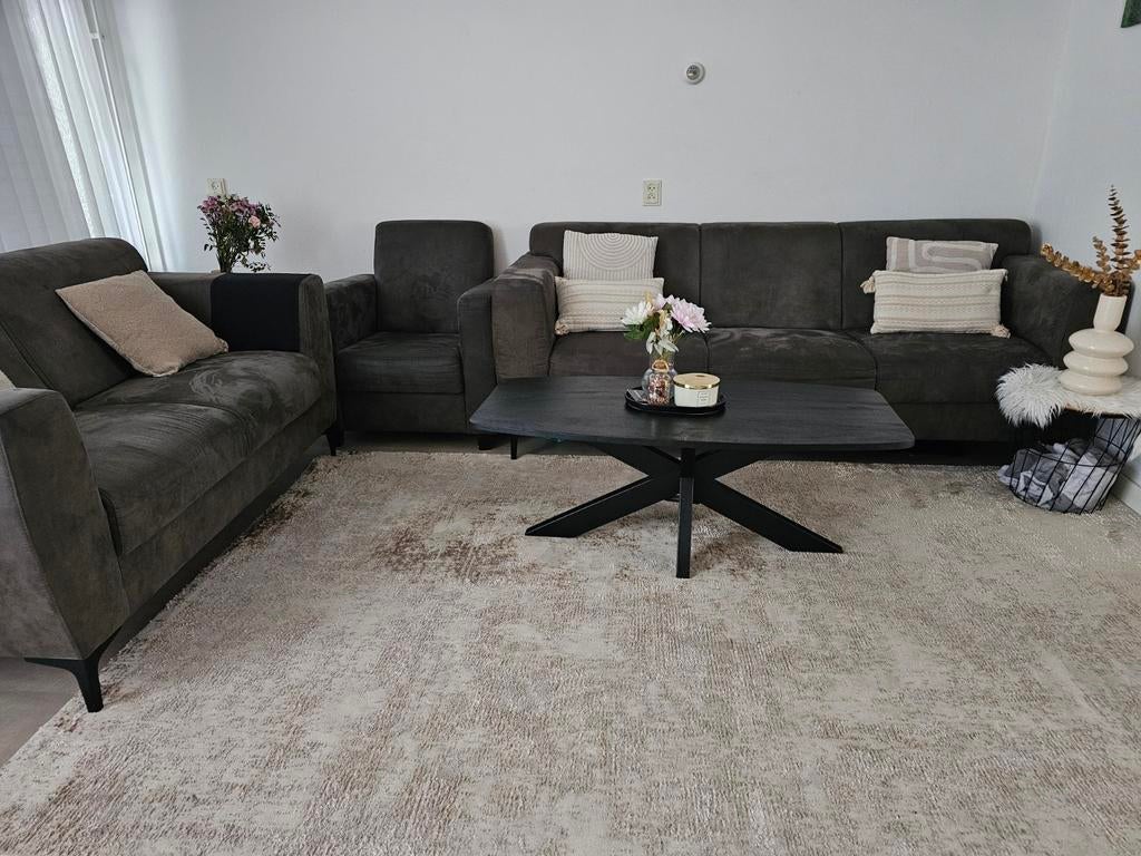 Comfortabel bankstel: 3-zitsbank, 2-zitsbank en fauteuil, Ophalen, 250 tot 300 cm, Gebruikt, Modern en comfortabel