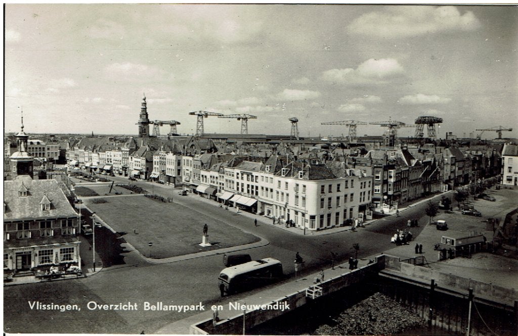 Vlissingen Overzicht Bellamypark en Nieuwendijk, Verzenden, 1940 tot 1960, Ongelopen, Zeeland