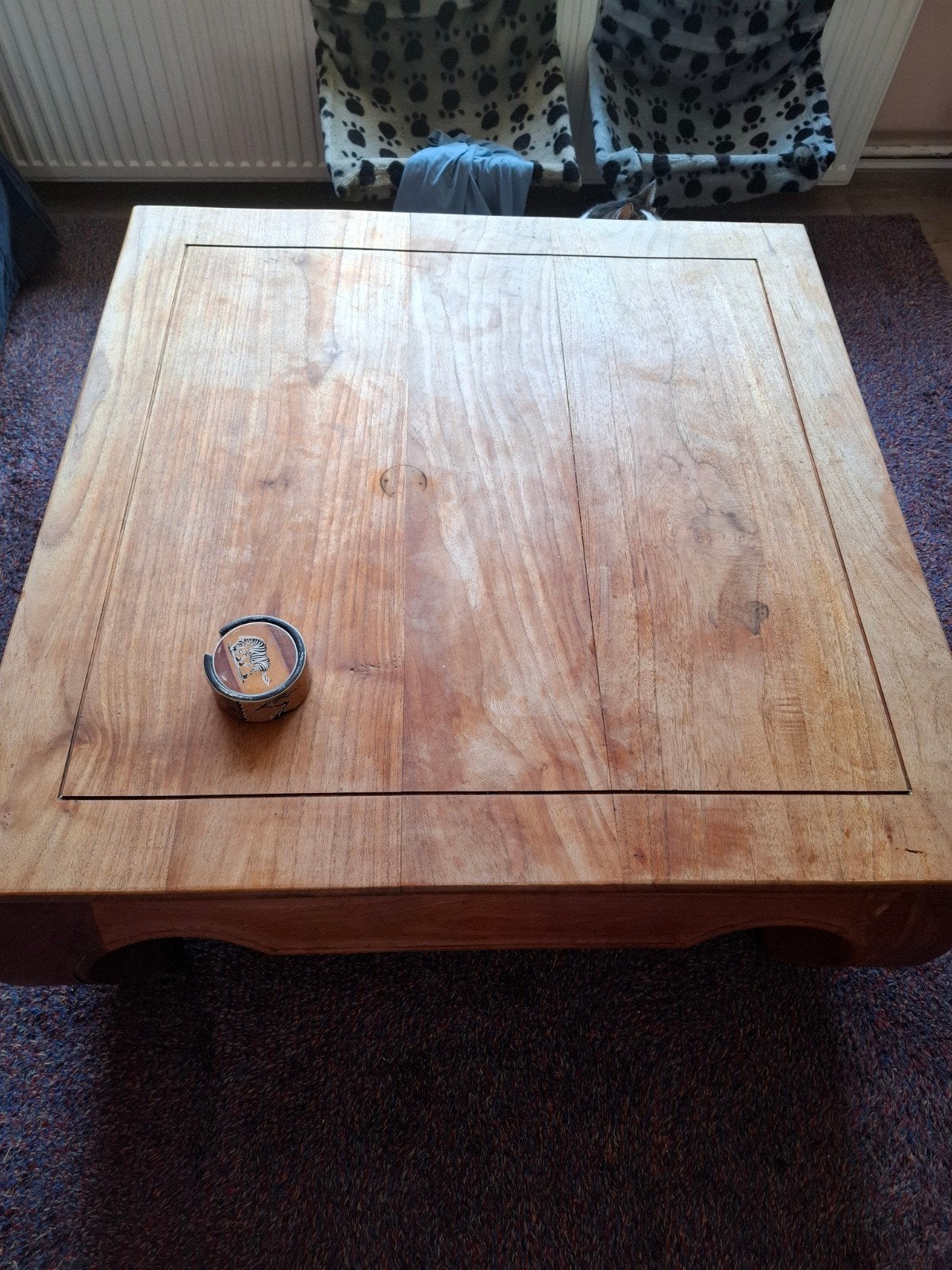 Opiumtafel salon 100x100 cm - Massief Grenen / beuken Hout, Ophalen, Gebruikt, Opium, Vierkant