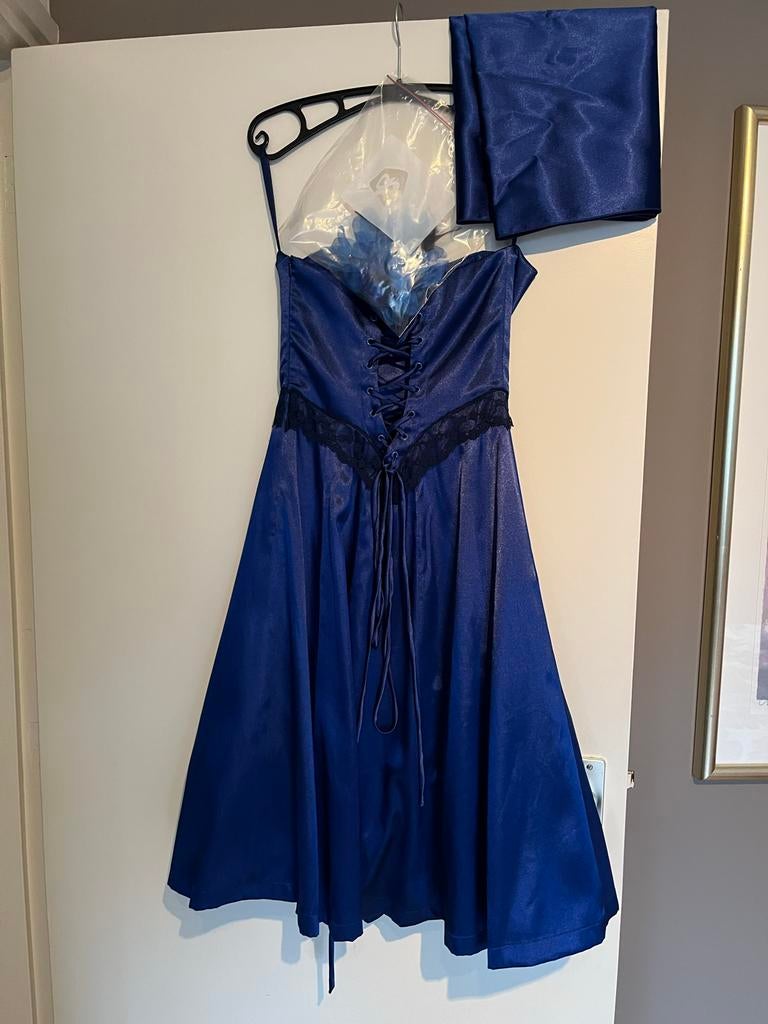 Galajurk kobaltblauw satijn maat 36-38, Kleding | Dames, Gelegenheidskleding, Gedragen, Galajurk, Maat 36 (S), Blauw, Ophalen