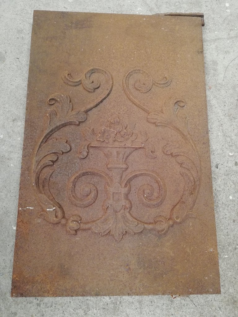 Haardplaat 55x35,5cm art nouveau evt zwart te maken, Ophalen