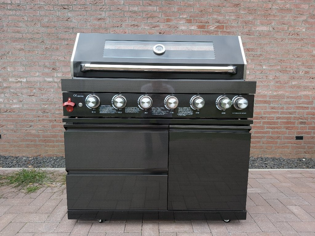 Vrijstaande gasbarbecue  – 6 branders + infrarood – RVS 304, Tuin en Terras, Ophalen, Nieuw, Red Dragon