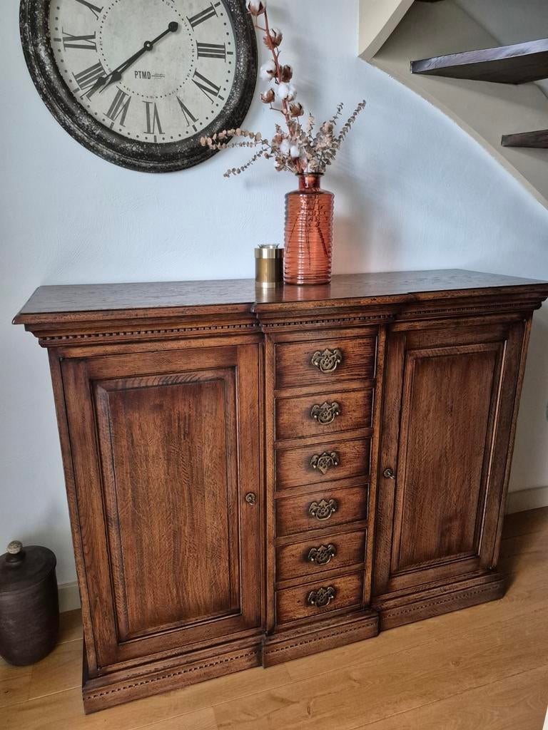 Dressoir, donker eiken, Ophalen, Zo goed als nieuw, 25 tot 50 cm, 100 tot 150 cm